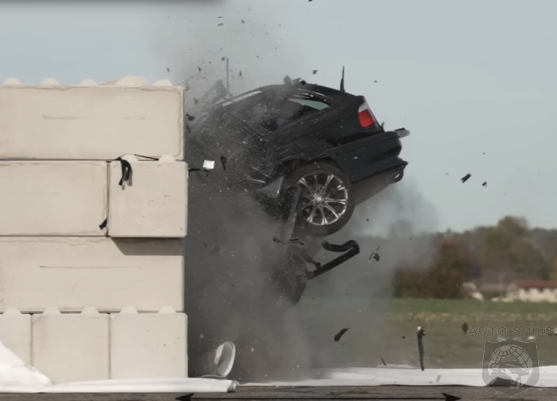 WATCH: What Happens When You Crash A BMW 5 Series Wagon Into A Wall At 100 MPH?